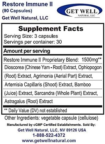 Restore Immune II (2-Pack contains a total of 180 capsules) CONTAINS NO "Beef Bovine Gelatin Capsules" or Common Fillers like Silicon Dioxide or Magnesium Stearate*- We use Kosher & Vegetarian Caps 3