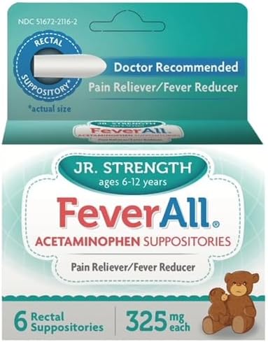 4 Pack FEVERAL JR. ACETAMINOPHEN 325MG Suppository 6CT 3