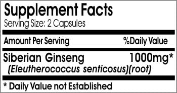 Siberian Ginseng 1000mg ~ 100 Capsules - No Additives ~ Naturetition Supplements 3