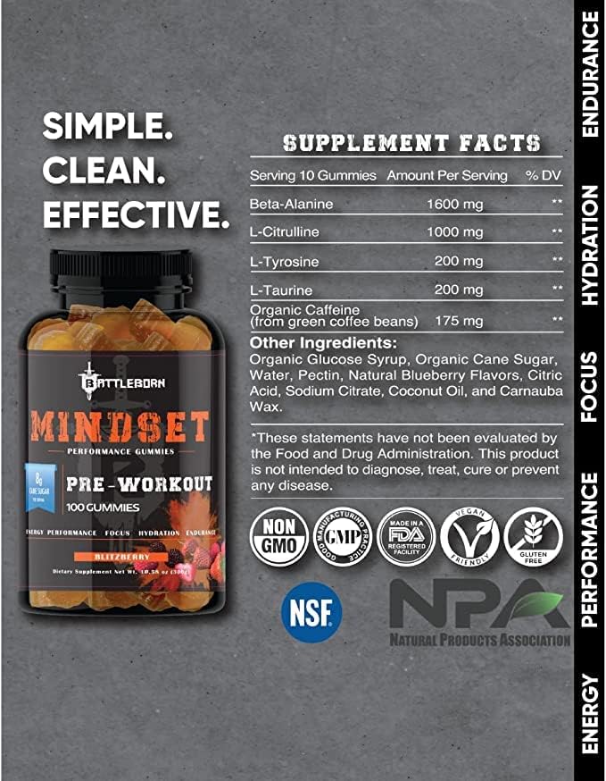 Mindset Dietary Supplement Gummies for Energy and Performance | Naturally Flavored |Vegan and Gluten Free | Multi-Vitamins (Combo Pack) 4
