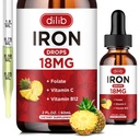 Kadınlar ve Erkekler için Sıvı Demir Ölçeği Foate ile Anemi için Demir Tamamları, Kırmızı Kan Hücre Desteği için B12, 2 Fl Oz Oz Oz