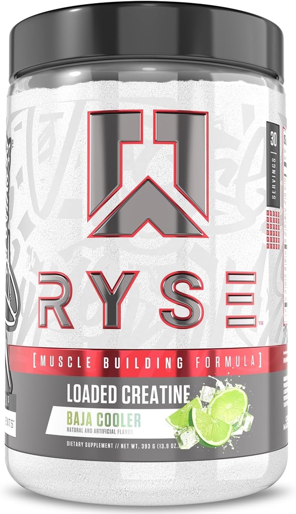 RYSE, Erkekler ve Kadınlar için Kretine - Baja Cool - 3 Electrolytes Forms, Betaine Anhidrus ve Peak ATP - Güçlü, Power & Endurance Destek - 30 Hizmet