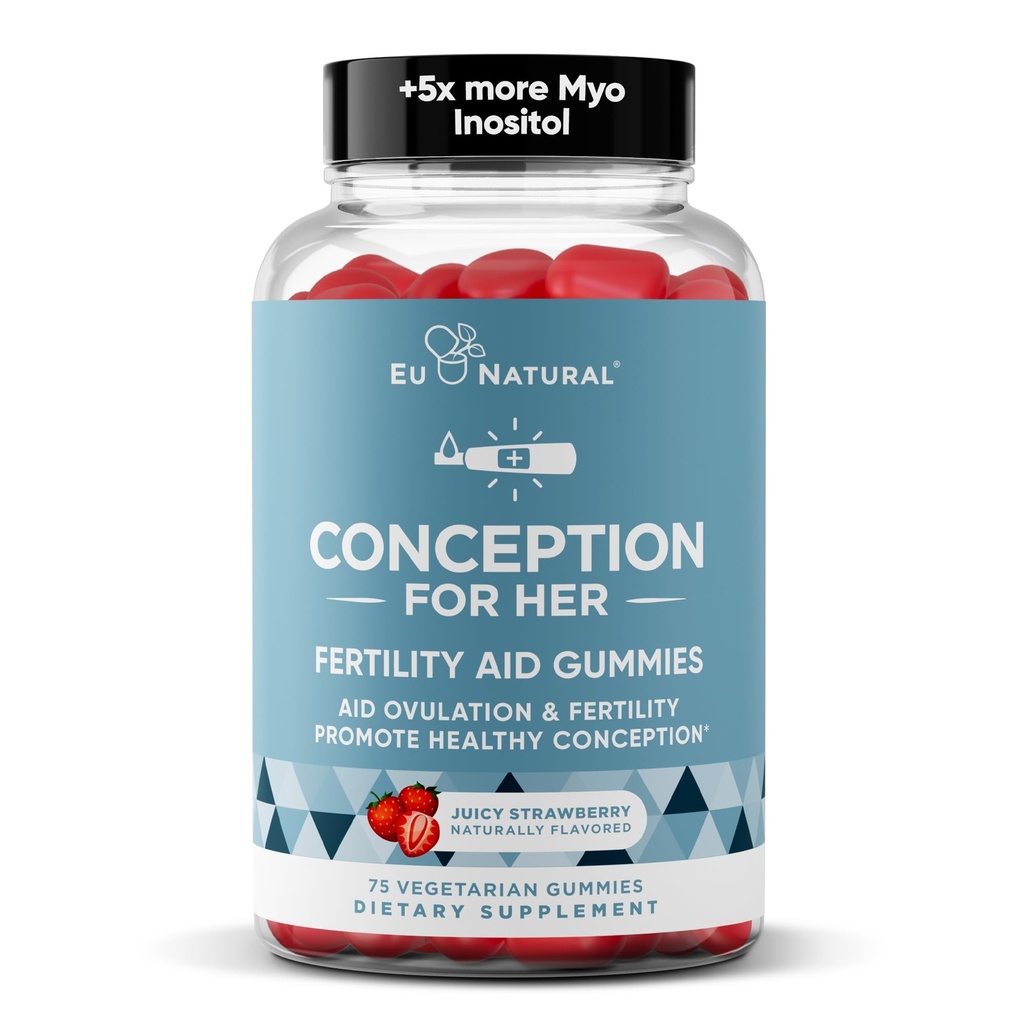 Conception for Her Fertility Gummies - Συμπληρώματα γονιμότητας για τις γυναίκες με Myo Inositol, Folate & more Essential Nutrients - Delicious Juicy Φράουλα ορμονών Ισορροπία Βιταμίνες, 75 ct Πεκτίνη Gummies