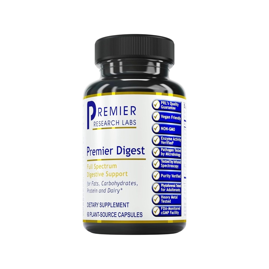 Premier Research Labs Active Digestive Enzymes with Probiotic and Prebiotics - Προάγει την υποστήριξη Full-Spectrum Digestive - με Amylase, Protease & Lipase, 60 Κάψουλες Φυτικών Πηγών