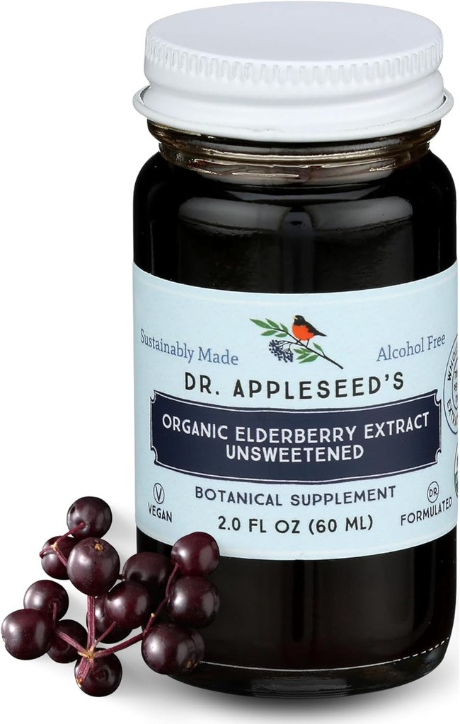 Dr. Appleseed'in Organik Yaşlılık Unsweetened Max Strength 11,000 mg Kids + Yetişkinler Daily Immune Supplement Doctor- Formulated Science-Backed Pure Vegan 24 Day Supply – 2 Fl Oz