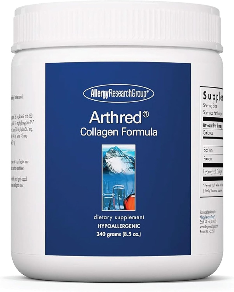 Alerji Araştırma Grubu Arthred Supplement - Erkekler ve Kadınlar için Collagen Toz, 10.5g Collagen,, Bovine Sourced, Arthred Toz, Collagen Formula, Hydrolyzed Collagen - 8.5 Ozlyzed Collagen