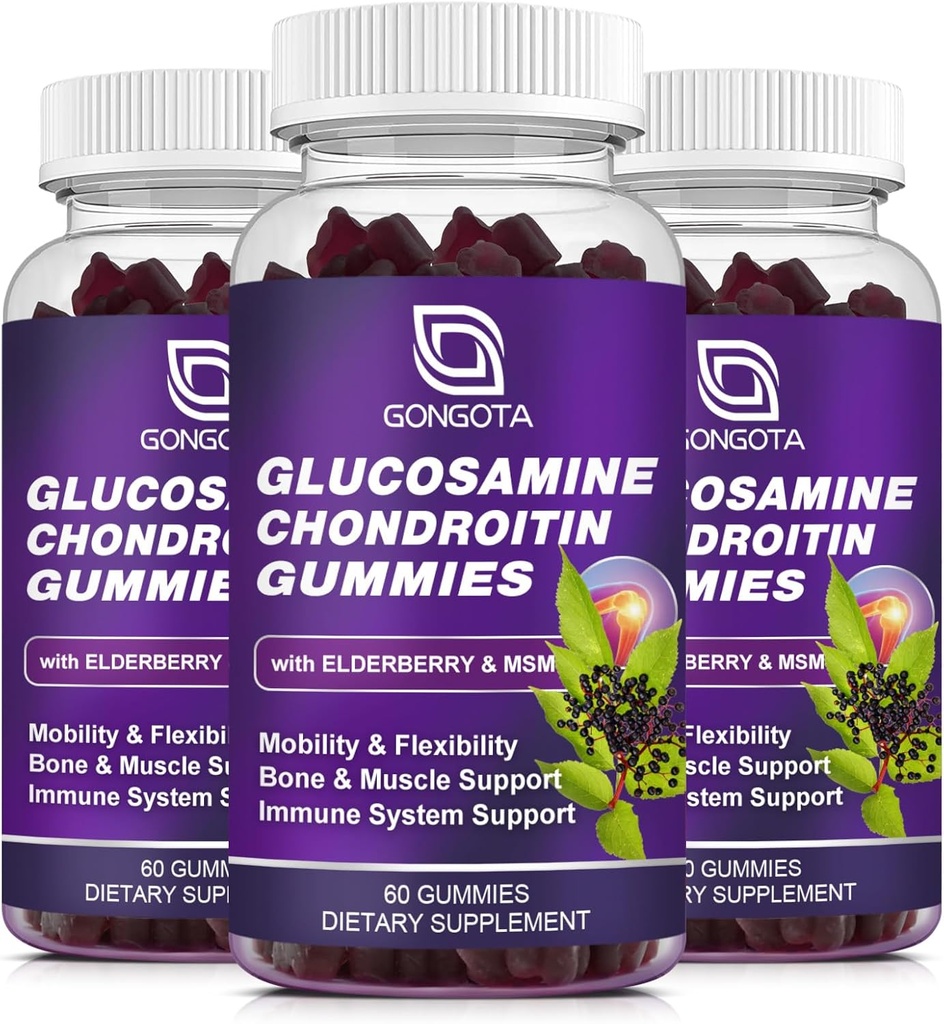 Glucosamine Chondroitin Gummies - 2 Pack, Ekstra Kuvvet 1500 mg Glucosamine ile MSM & Elderberry, Flexability Support, Best Cartilage & Immune Support Supplement for Men and Wome - 180 Gummies