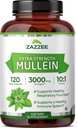 Zazzee Extra Strength Mullein 10:1 Ekstraksiyon, 3000 mg Güçlü, 120 Vegan Capsules, 4 Ay Supply, Standardized 10X Extract, 100% Pure Leaf Toz, All- Natural and Non-GMO, Made in the USA