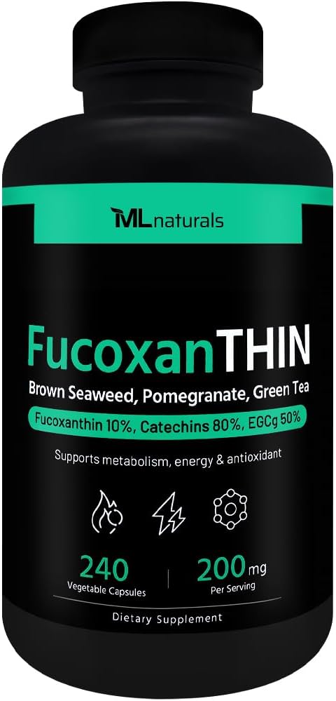 ML Naturals FucoxanTHIN 240 Sebze Kapsülleri. Hizmet başına% 10 200 mg, Destekler Metabolism ve Antioksi, NSF-Cerized & cGMP-Compliant