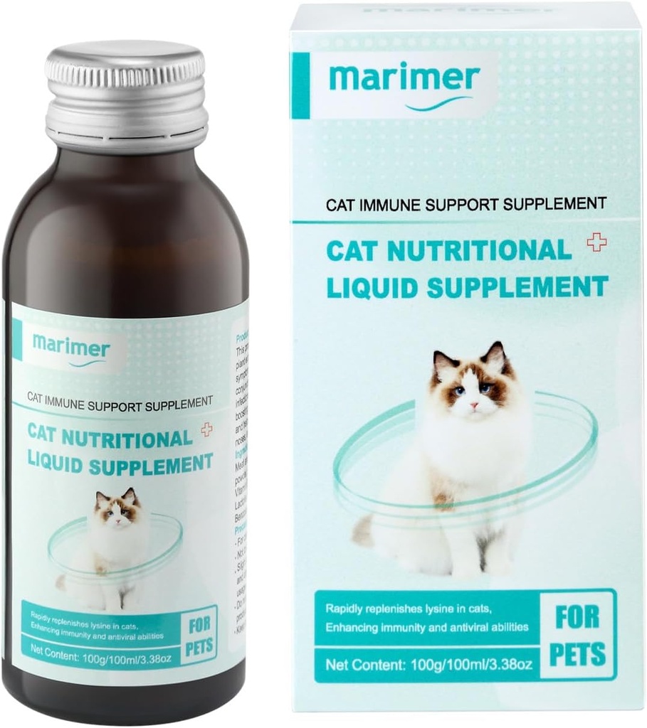 Cat Immune Support Supplement, Beslenmesel Sıvı L-Lysine ve Astragalus ile destek, Immunity ve Relieves Herpes Belirtileri, 3.38oz (100 ml) Tüm Çağların Kediler için