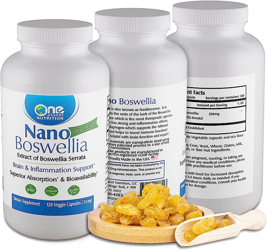 Bir Gezegen Beslenme Nano Boswellia 250 mg Veggie Capsules (120 Hizmet), Boswellia serratacılık, Beyin Sağlığı için Bilişsel Fonksiyonlar, Non-GMO, Vegan, Gluten-Free Capsules (120 Hizmet)