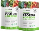 Plantvital Unflaved Organic Vegan Protein Powder - 15 Superfoods, Veggies and Probiotics - Organic Plant Based Protein Powder - All BCAA’s, Gluten Free - 16oz (Pack of 2)