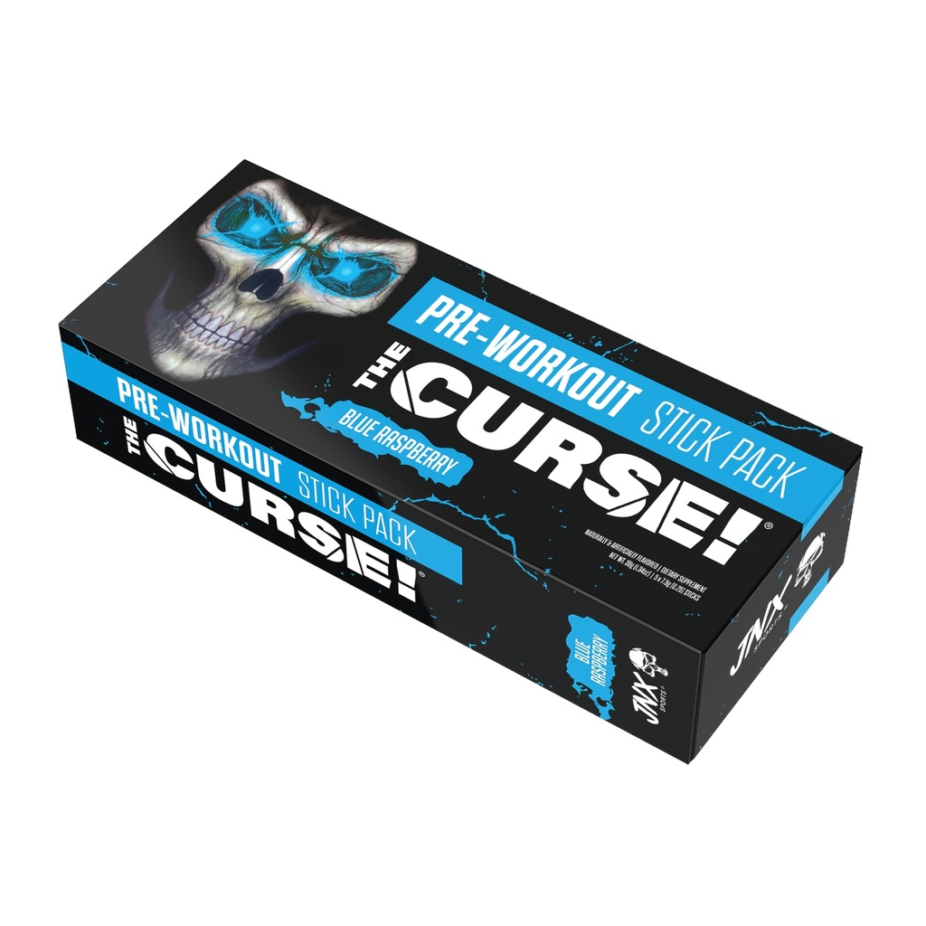 JNX SPORTS The Curse! Erkekler ve Kadınlar için Çalışma Tozu, Caffeine, Beta-Alanine, Tinatine, L-Citrulline, 5 Hizmet, Blue Raspberry Flavor – Boost Energy, Strength & Focus