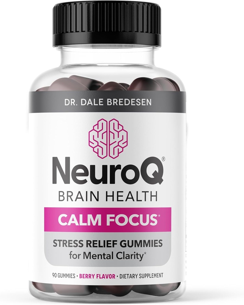 NöroQ Calm Focus Gummies - Stres Yardım Tamamı - Ruh Fonksiyonlar ve Rahatlama - Sensör Ashwagandha, Magnezyum, GABA, L-Theanine, Andean Cocoa & Kava Kava Kava - 90 Gummies