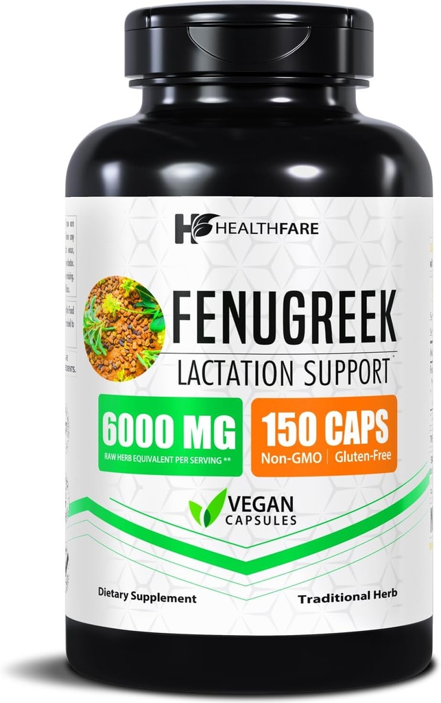 Healthfare Fenugreek Tohumu 6000 mg | 150 Vegan Capsules | Interd Herbal Supplement | Non-GMO, Gluten-Free | Made in USA
