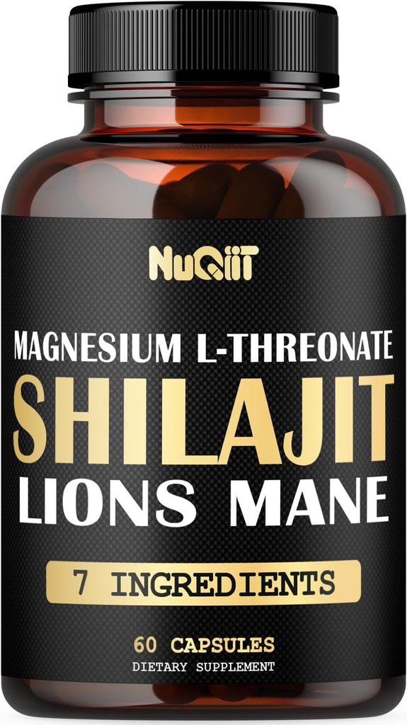 Shilajit Καθαρό Οργανικό Ιμαλαΐων με Μαγνήσιο, Λιοντάρια Μάνε και Άνδρες Σύμπλεγμα Υγείας ως Ashwagandha, Maca Root & More - Υποστήριξη Ανοσία, Εγκεφαλική Υγεία & Θετική Mood - 60 Κάψουλες