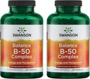 Swanson B-50 B-Complex - Β Βιταμίνη Σύμπλεγμα με Υψηλή Ικανότητα & βιοδιαθεσιμότητα - Προάγει την υποστήριξη ανοσοποιητικού συστήματος, Βοηθά την Υγεία της Καρδιάς, & Υποστηρίζει Υγιεινό Νευρικό Σύστημα - (250 Κάψουλες) (2 Συσκευασία)