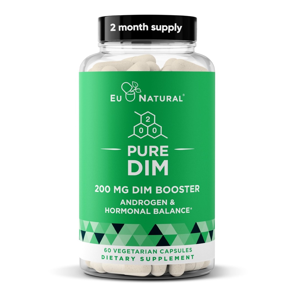DIM Supplement Pure 200 Mg for Women or Men – Estrogen Hormonlar Enerji için Tamam, Fatigue, Stres, Menopause, Hot Flashes – Geliştirilmiş Bioavailability BioPerine – 60 Vegan Soft Capsules