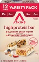 Atkins Blueberry Greek Yogurt & Strawberry Shortcake High Protein Bar, High Fiber, Keto Friendly, 12 Count (6 Bars Κάθε Γεύση)