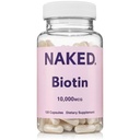 NAKED Biotin 10.000 Telefon - Max Strength Vitamin B7 Sağlıklı Saç, Skin & Nails Desteği - Non-GMO, Gluten-Free, Vegan - Destekler Keratin Production - 120 Capsules