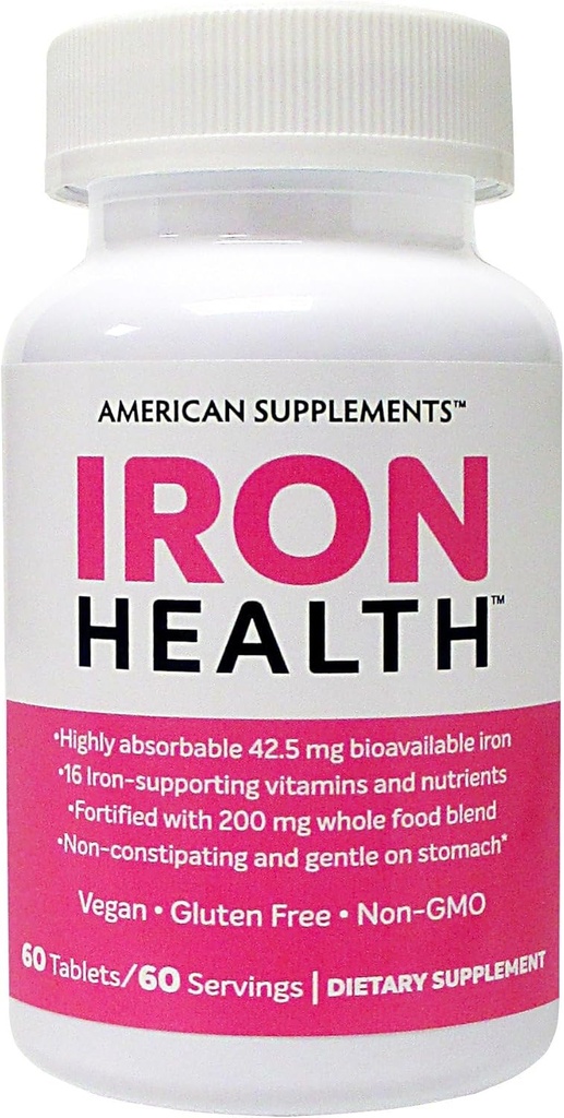 Demir Sağlığı 42.5 Mg Non-Constipating Iron with 16 Iron- Supporting Vitamins and Nutrients Including Vitamin C 60 Tabletler