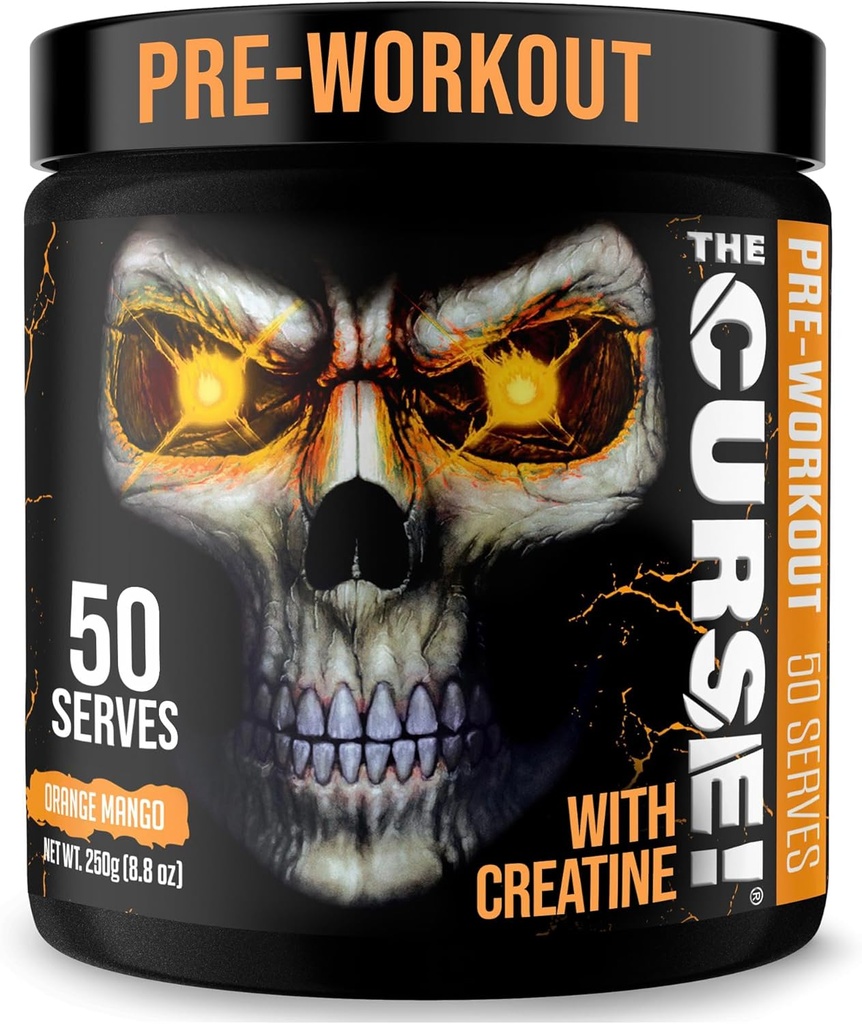 JNX SPORTS The Curse! Erkekler ve Kadınlar için Toz, Caffeine, Beta-Alanine, Kretine, L-Citrulline, 50 Hizmet, Orange Mango Flavor – Enerji, Güçlü ve Focus
