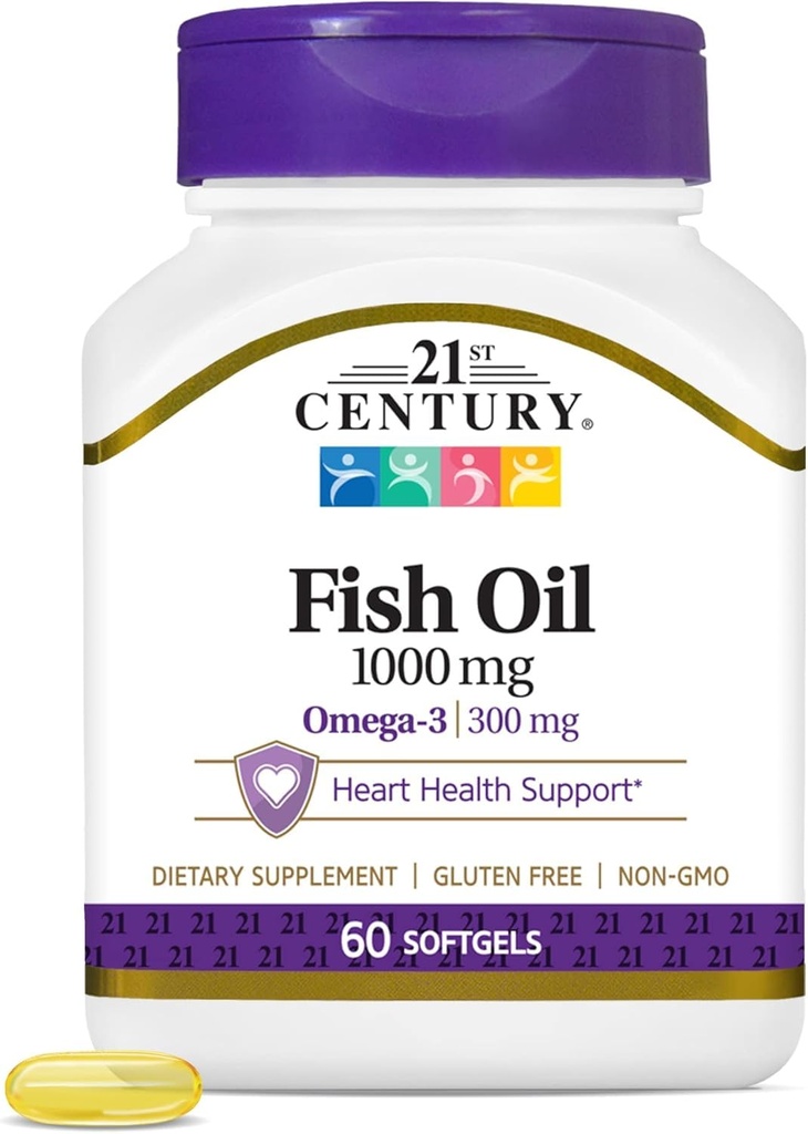 Ιχθυέλαιο 21ου αιώνα 1000 Mg Softgels, 60 Count (Pack of 2)