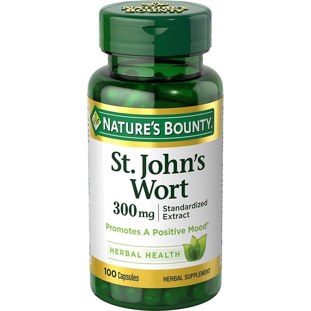 Nature's Bounty St. John's Wort Pills ve Herbal Health Supplement, 300 mg, 100 Capsules