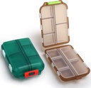 2PCS Small Travel Pill Box, Cute Pill Organizer Case, Travel Portable Medicine Organizer Pill Container for Purse, with 10 Compartments for Different Medicines, by MsfIAIoo