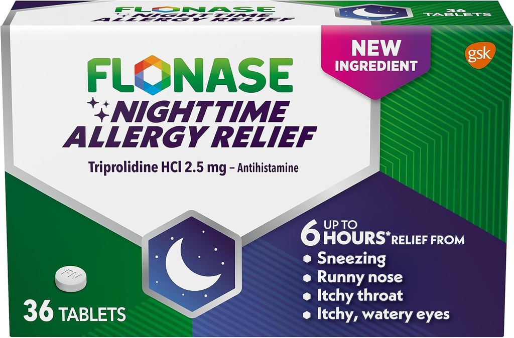 Flonase Nighttime Alerji Relief Tabletleri, 6 Hours of Antivirüs Tıp - 36 kaplama