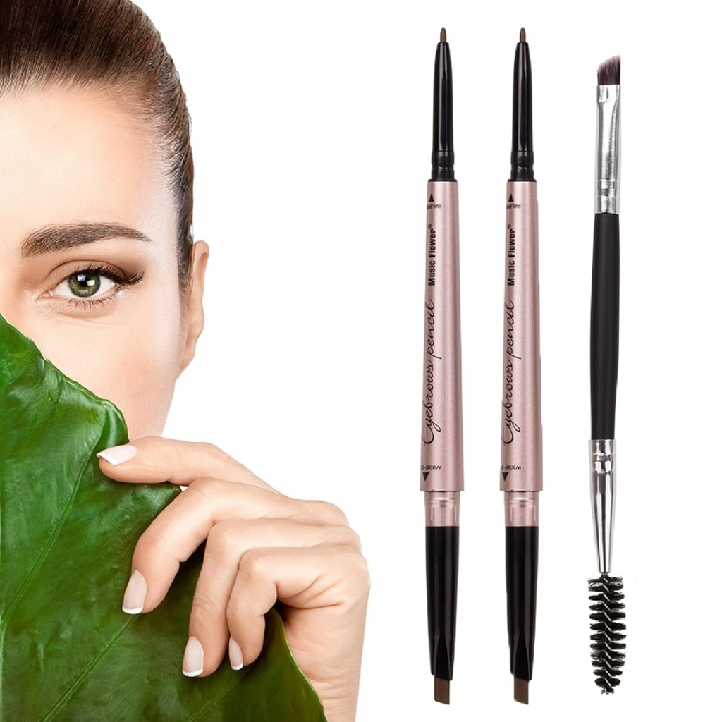 2 Pack Eyebrow Kalem, Çift Ends ile Sualtı Makyaj, Eyebrow Enhancing Kit (Dark Brown #1)