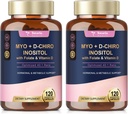 Totaria Inositol Supplement for Women with Vitamin D3, Folate, 40:1 Oran Myo-Inositol & D-Chiro Inositol Kompleks, (Vitamin B8) Inositol Capsules, 2 Pack of 2