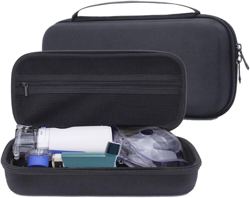 Hard Shell, Portreatif El Nebulizer Machine Asthma Inhaler için Vakayı Gerçekleştirmek, EVA Travel Bag for Asthma Spacer Maske for Men and Woemn, Medicine Kits Organizer, Atomizer Sahibi with Me Pocket Pocket