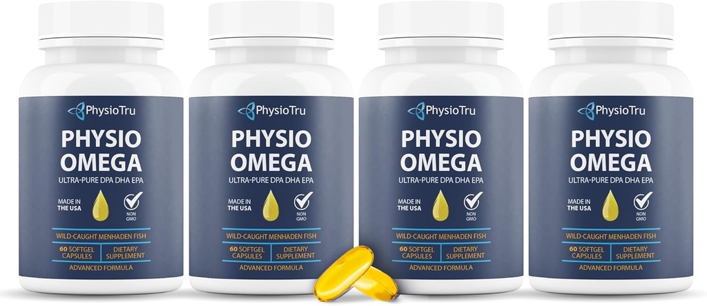 Physio Omega 2400mg Fish Oil με Συμπλήρωμα Ωμέγα 3 Λιπαρά Οξέα - Συμπληρώματα Υγείας Καρδιάς & Εγκεφάλου για Ενήλικες - Μη ΓΤΟ, Άψογο, Ελαφριά Γεύσεις Εσπεριδοειδών, Με Βιώσιμη προέλευση - 240 Softgels