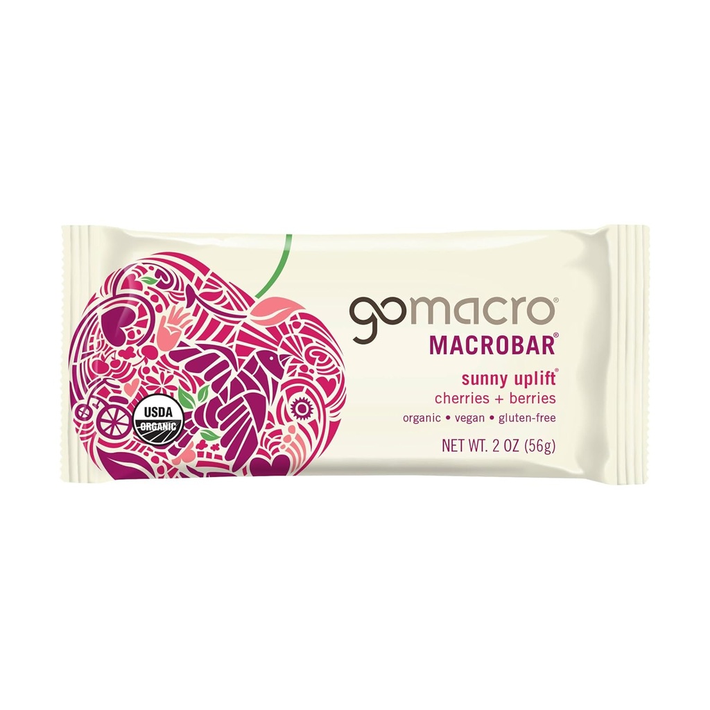 Gomacro, Bar Sunny Uplift Κεράσια μούρα Βιολογικά, 2 ουγγιά
