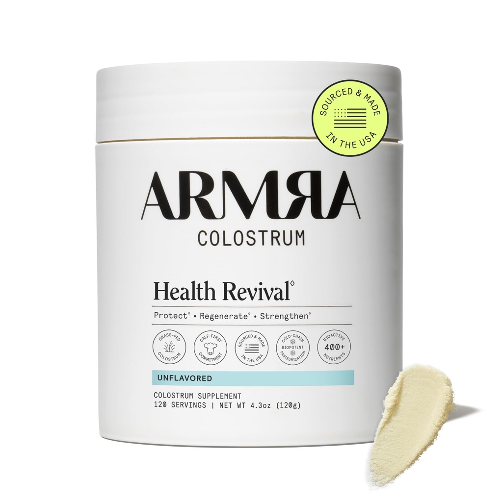 ARMRA Colostrum Powder | Unflavored | Gut Health & Bloating | Skin & Hair | Immunity | Keto, Gluten & Fat-Free | 120 Servings
