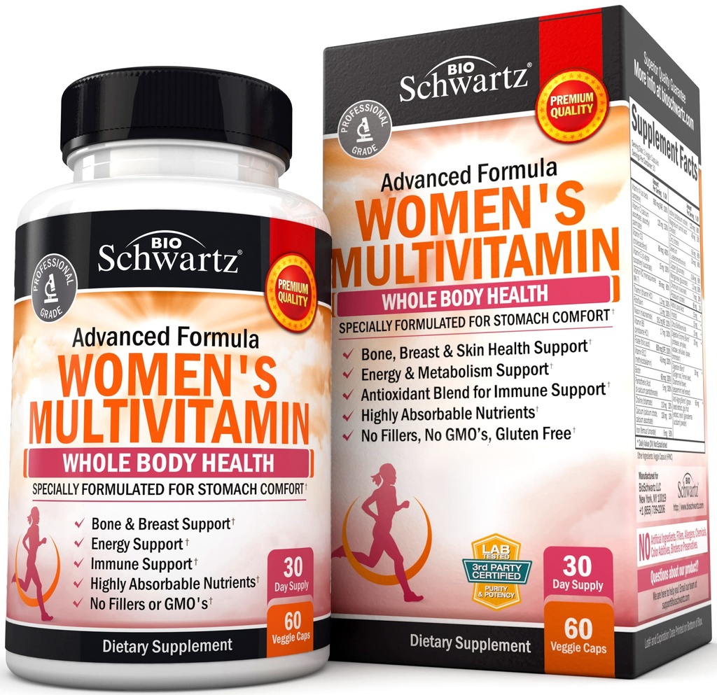D3 Vitamini Olan Kadınlar için Multivitamin - Kemik Kadını Ortak Enerji için Multivitamin - Immunity Support - Immune System Boost Natural Immune Defense - Ortak Destek Tamam - 60Ct