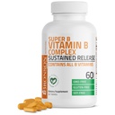 Bronson Super B Vitamin B Complex Παρατεταμένη αργή απελευθέρωση (βιταμίνη Β1, Β2, Β3, Β6, Β9 - Φολικό οξύ, Β12) Περιέχει όλες τις βιταμίνες Β 60 δισκία