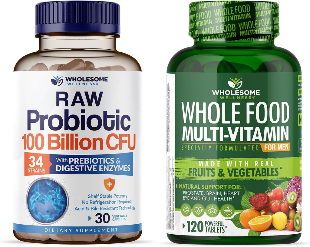 Organik Probiyotikler 100 Milyar CFU, Dr Kadınlar ve Erkekler için Tam Gıda Çokvitamin, Doğal Çok Vitaminler, Mineraller, Organik Türler Raflar
