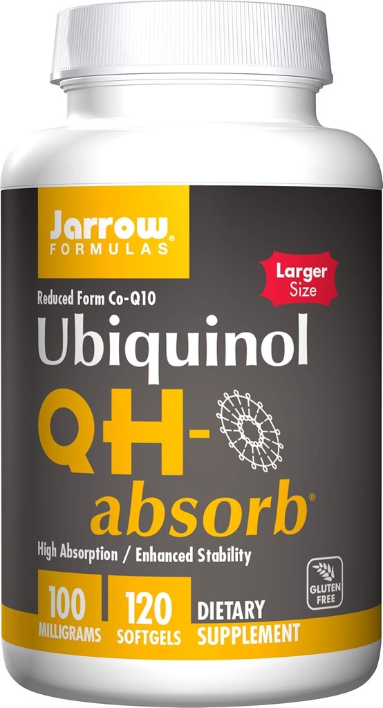 Jarrow Formulas QH-absorb 200 mg - 120 Softgels - Yüksek Aborpsiyon Co-Q10 - Co-Q10 Aktif Antioksit Formu - Supports Mitochondrial Energy Production and Cardiovascular Health - Up to 120