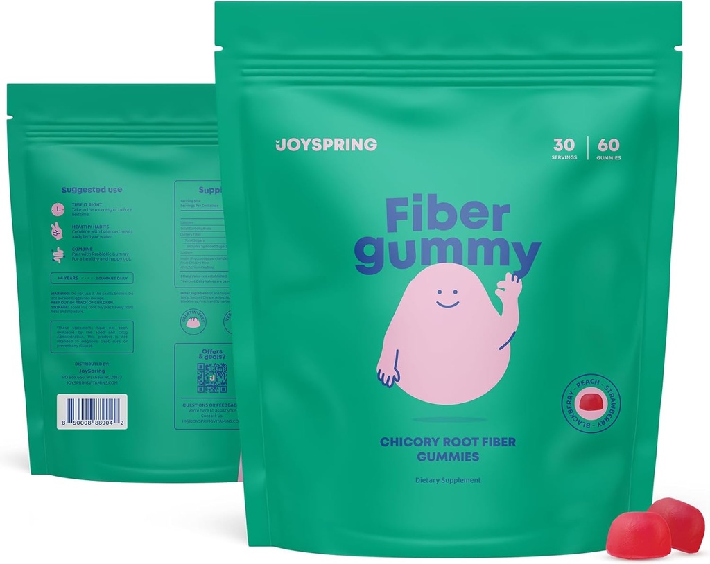Çocuklar için Fiber Gummies For Constipation - Düzenli Digestion için 5 mg Fiber Supplement - Peach, Strawberry & BlackBerry Flavored – Çocuklar için 4-11 & Yetişkinler – 60 Cttt