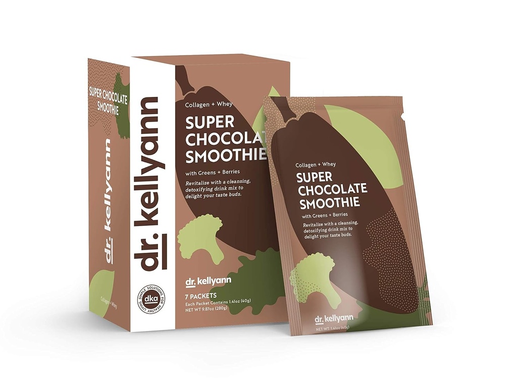 Dr. Kellyann Super Chocolate Collagen Smoothie (7 hizmet) – Protein Shake, Keto & Paleo-Friendly, Supports Skin & Gut, 1 Pack