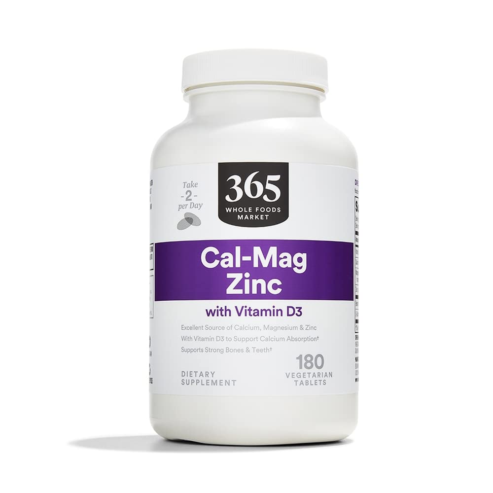 365 by Whole Foods Market, Cal-Mag-Zinc with Vitamin D3, Vegetarian, 180 Kont