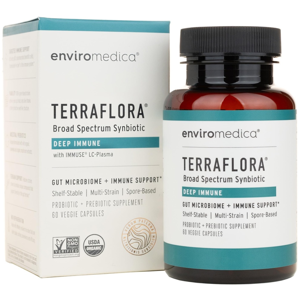 Terraflora Βαθιά Ανοσοποιητική Συμβιοτική- SBO Προβιοτική και Προβιοτική, Ανοσολογική Υποστήριξη, Υγεία των Ούλων, Σπόρο με βάση το έδαφος και Προβιοτικά για γυναίκες και άνδρες, LC-Plasma, Bacillus Coagulans, Subtilis, 60 Κάψουλες