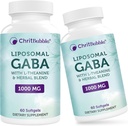 Συμπληρώματα λιποσωμικής GABA 1000mg με L-Θεανίνη 200mg, Υψηλή Απορρόφηση, Ashwagandha, Χαμομήλι, Tart Cherry βοτανικό συμπλήρωμα για ενήλικες,120 Softgels,Non-GMO,Gluten Δωρεάν