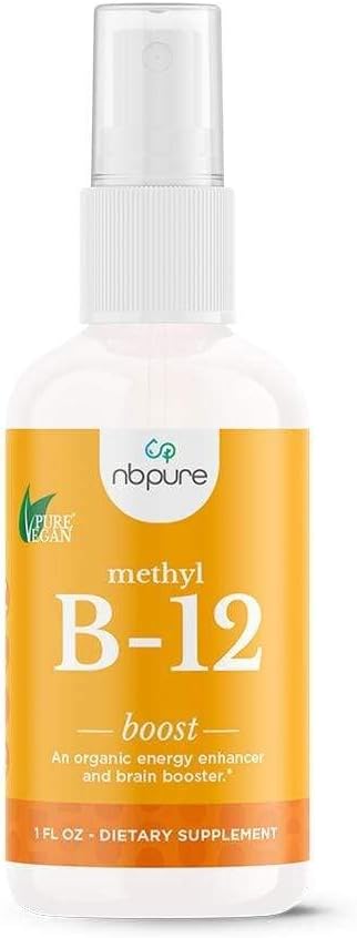 Nbpure Βιολογική & Vegan Βιταμίνη Methyl B12 Spray – Φυσική ενέργεια, Mood, & Nerve System Υποστήριξη για γυναίκες, άνδρες, παιδιά – 500mcg Υγρή μεθυλοκοβαλαμίνη Per Spray