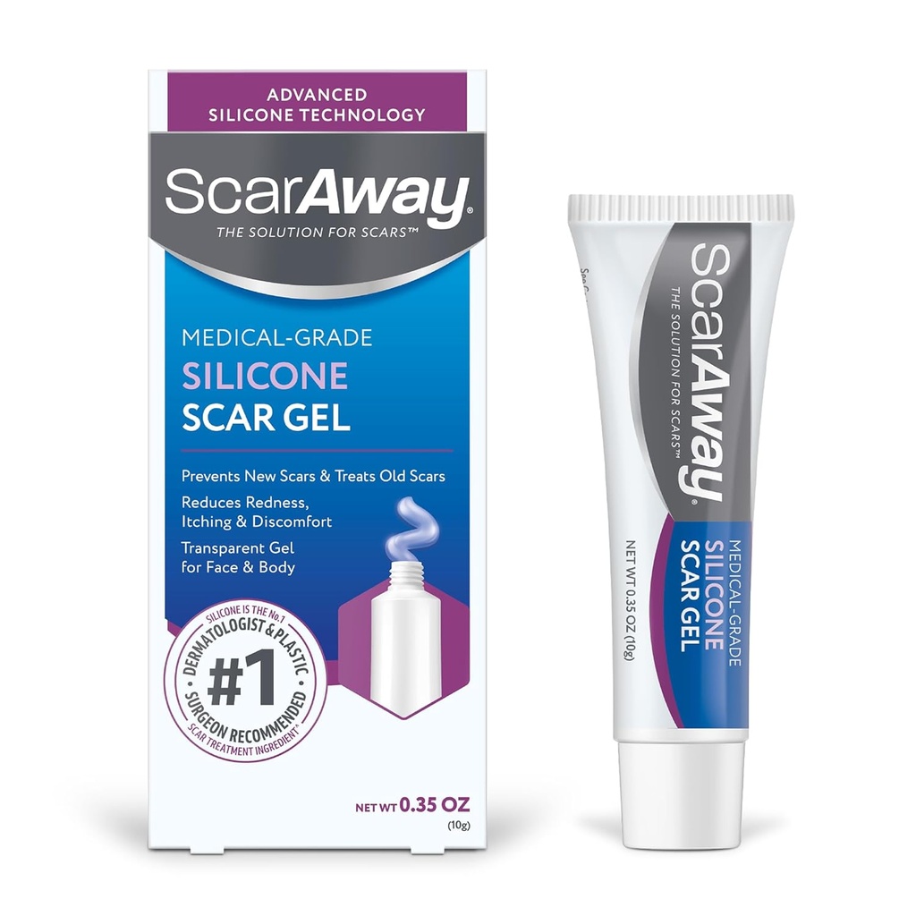 ScarAway Silikon Scar Gel, Hipertrofik & Keloid Scars injury, Burns & Cerrahi, Su Dayanıklı, 10g (0.35 Oz)