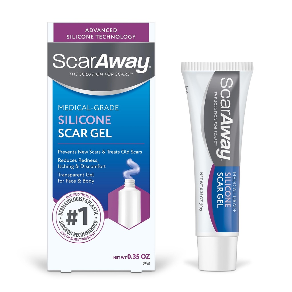 ScarAway Silikon Scar Gel, Hipertrofik & Keloid Scars injury, Burns & Cerrahi, Su Dayanıklı, 10g (0.35 Oz)