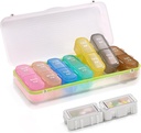 Pill Box and Organizer 2 Times a Day, Pill Organizer 2 Times a Day, Weekly Pill Organizer, Travel Pill Organizer Case for Vitamins, Fish Oils+ 2 Detachable Cute Pill Organizer (Beyaz)