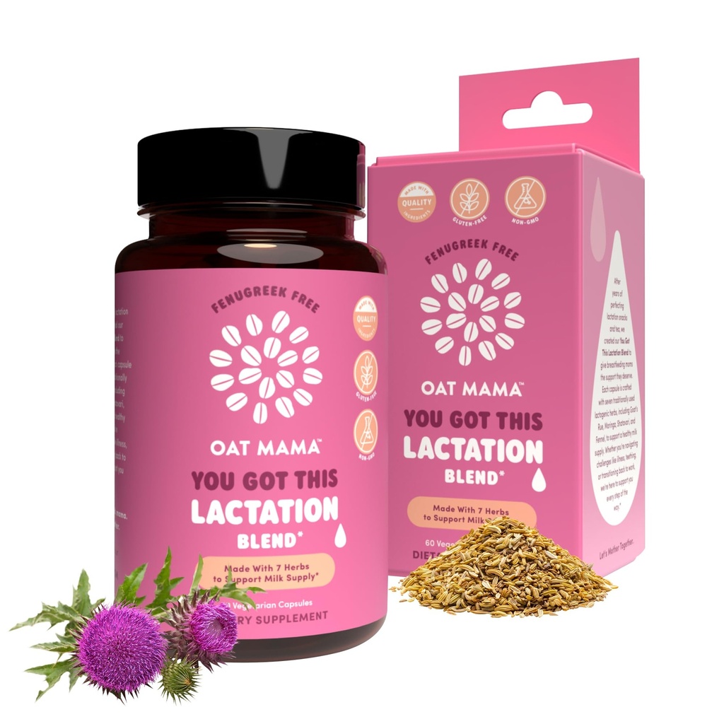 OAT MAMA Organik Lactation Supplement - 'You Got This' Fenugreek-Free Herbal Supplement with Milk Thistle, Shatavari & Moringa - Postpartum Lactation Support for Emziring Moms